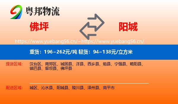 佛坪县到阳城县物流专线