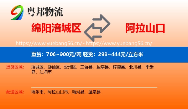 绵阳涪城区到阿拉山口市物流