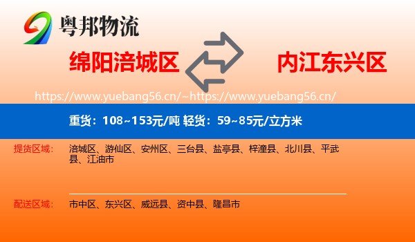 绵阳涪城区到东兴区物流