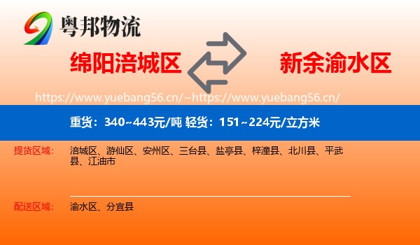 绵阳涪城区到渝水区物流