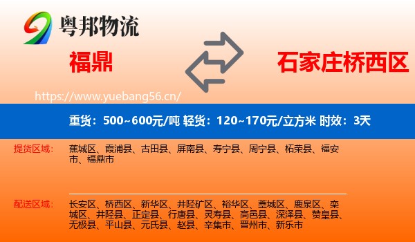 福鼎到桥西区物流专线名片