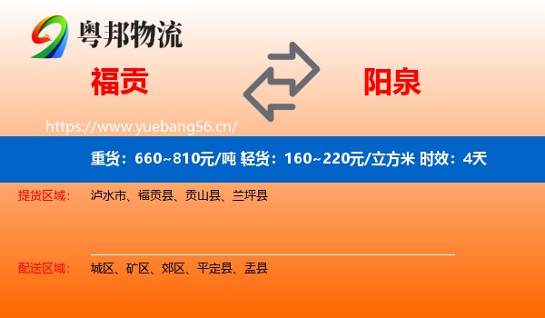 福贡到阳泉物流专线名片
