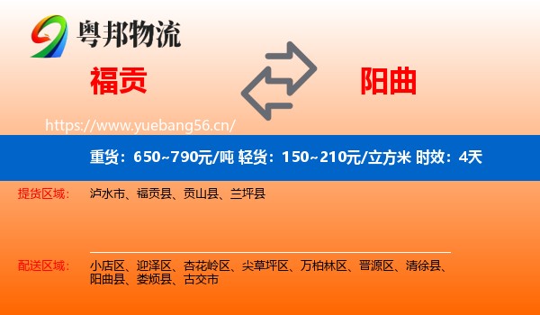 福贡到阳曲县物流 福贡到阳曲县物流专线名片