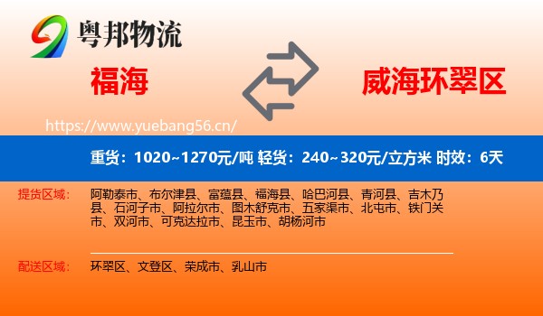 福海到环翠区物流专线名片