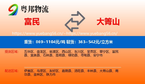 富民到大箐山县物流