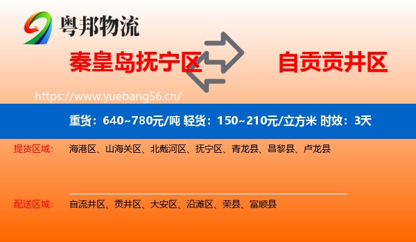 秦皇岛抚宁区到贡井区物流专线名片