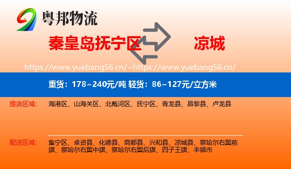 秦皇岛抚宁区到凉城县物流