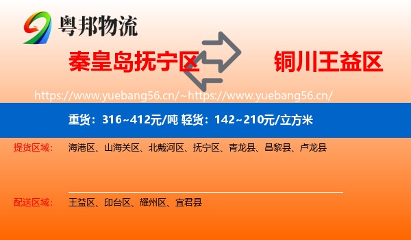 秦皇岛抚宁区到王益区物流