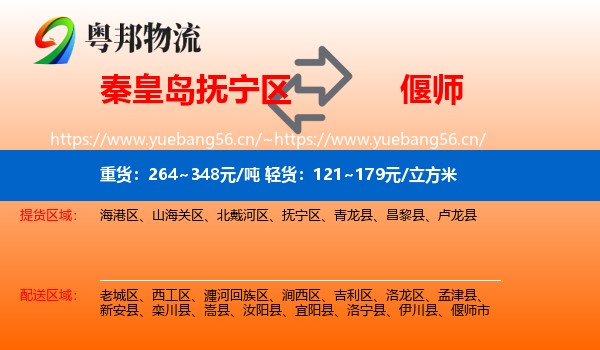 秦皇岛抚宁区到偃师市物流