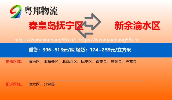 秦皇岛抚宁区到渝水区物流
