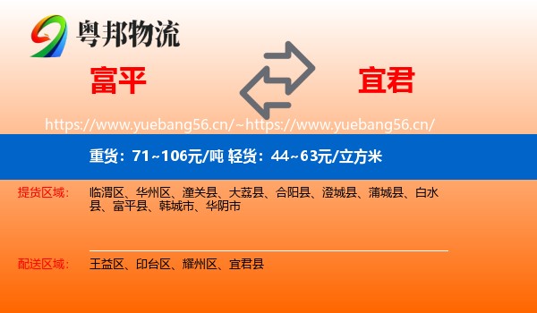 富平县到宜君县物流专线