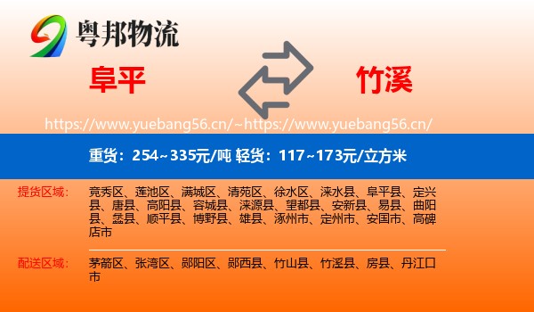 阜平到竹溪县物流