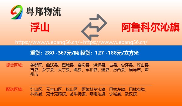 浮山到阿鲁科尔沁旗物流