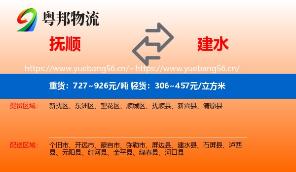 抚顺到建水县物流
