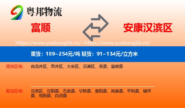 富顺到汉滨区物流
