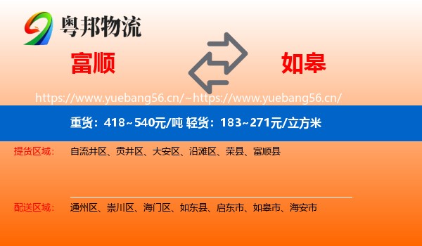 富顺到如皋市物流
