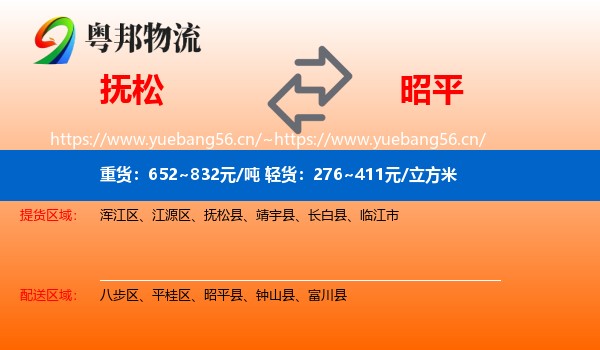 抚松县到昭平县物流专线