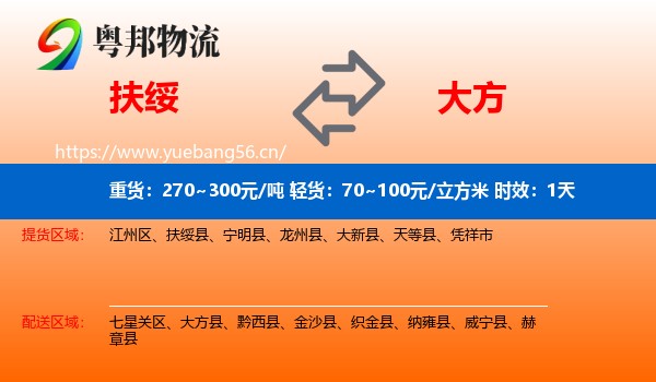 扶绥到大方县物流专线名片