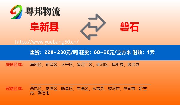 阜新县到磐石市物流专线名片