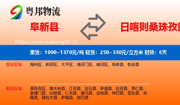 阜新县到桑珠孜区物流专线名片