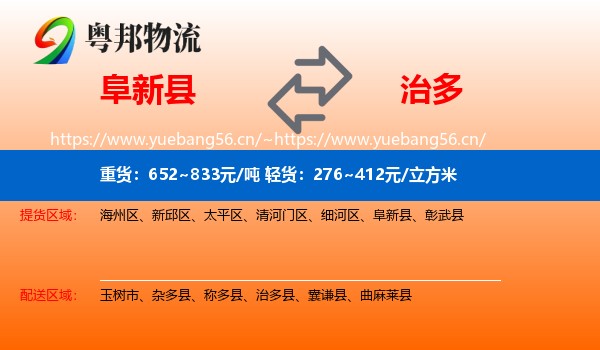 阜新县到治多县物流