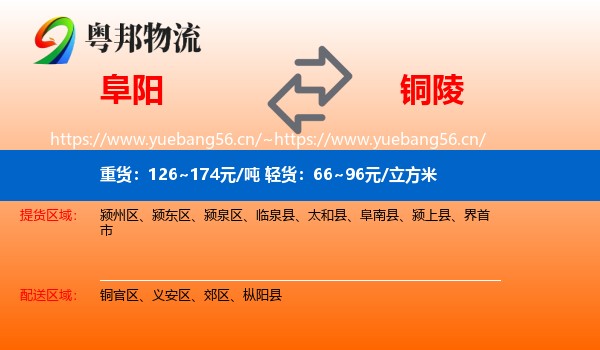 阜阳到铜陵物流专线