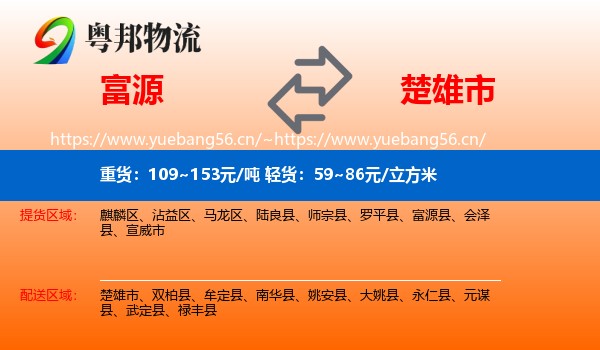 富源县到楚雄市物流专线