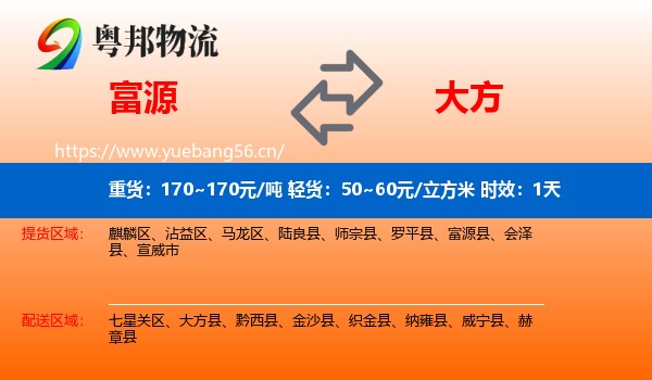 富源到大方县物流专线名片