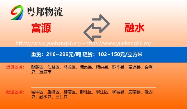 富源到融水县物流