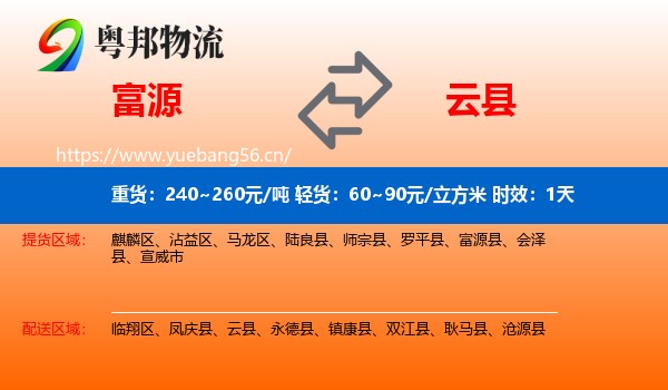 富源到云县物流专线名片