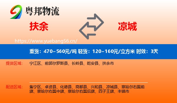 扶余到凉城县物流专线名片