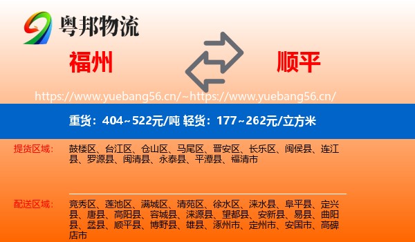 福州到顺平县物流