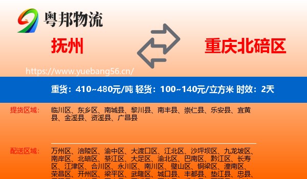 抚州到北碚区物流专线名片