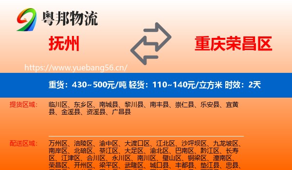 抚州到荣昌区物流专线名片