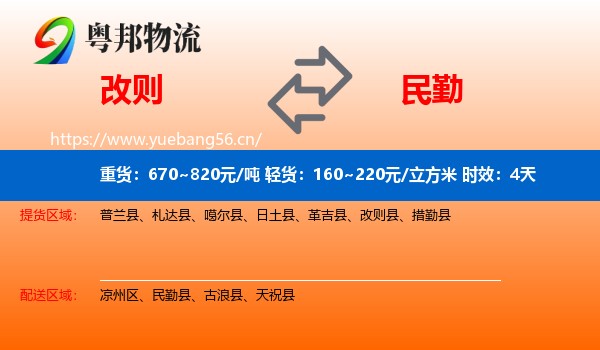 改则到民勤县物流专线名片