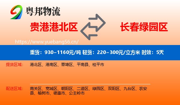 贵港港北区到绿园区物流专线名片