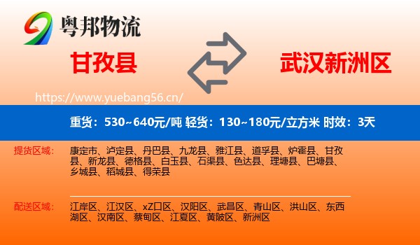 甘孜县到新洲区物流专线名片