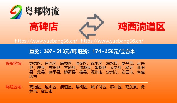 高碑店到滴道区物流
