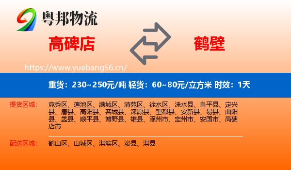 高碑店到鹤壁物流专线名片