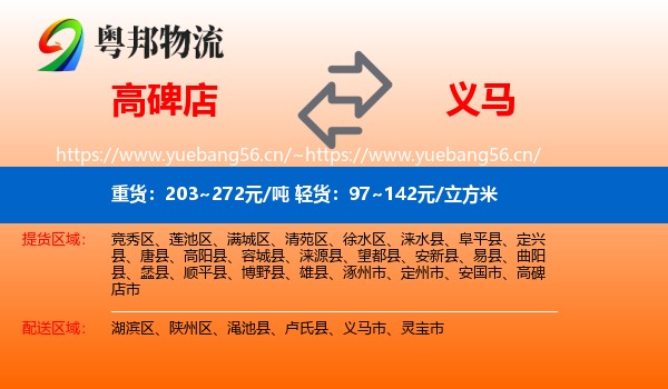 高碑店到义马市物流