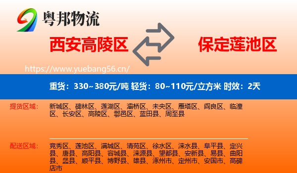西安高陵区到莲池区物流专线名片