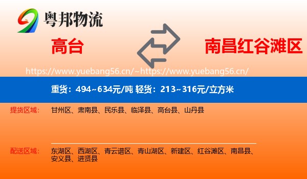 高台到红谷滩区物流