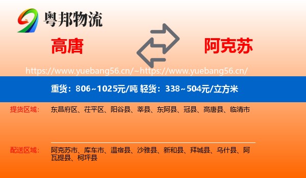 高唐到阿克苏物流