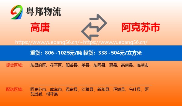 高唐到阿克苏市物流