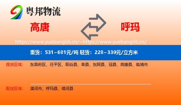高唐到呼玛县物流