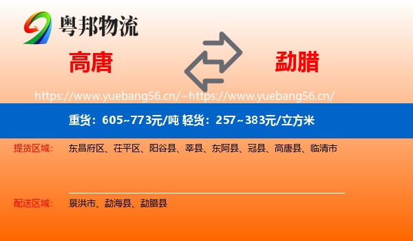 高唐到勐腊县物流