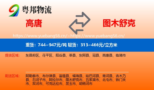高唐到图木舒克市物流