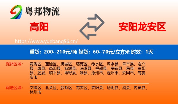 高阳到龙安区物流专线名片
