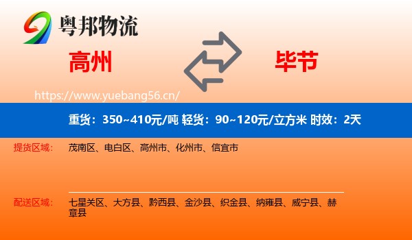 高州到毕节物流专线名片
