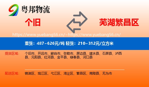 个旧到繁昌区物流